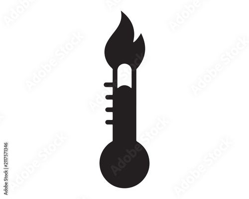 Foto High temperature thermometer icon with flame thermometer temperature indicator