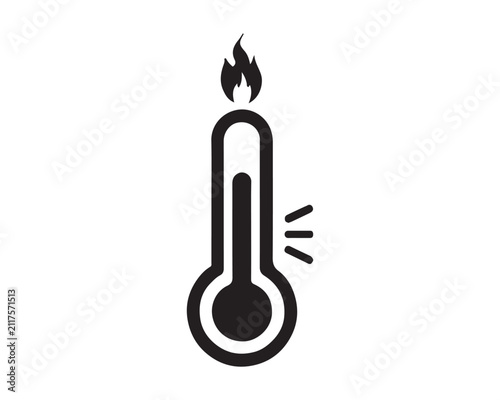 Foto Hot temperature icon showing thermometer with flame thermometer temperature iso