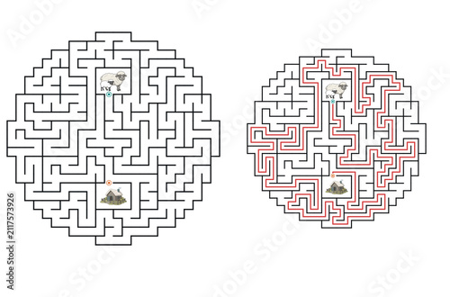 Farm Animal Maze Worksheet for Kids with Solution