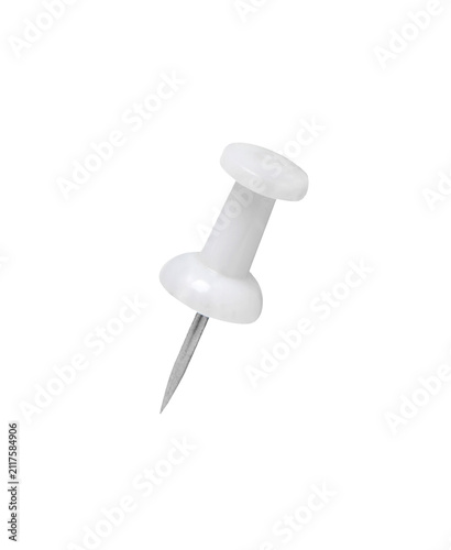 Push-pin. White push pin isolated on the white