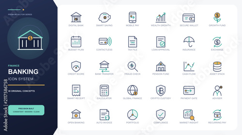 Finance and Banking Editable Outline Icons