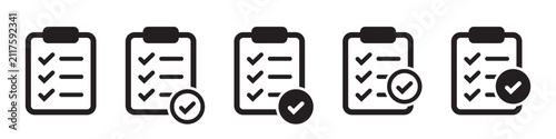 Clipboard Checklist Icons Set Task List and Survey Board