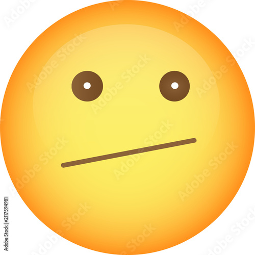 Принти на полотні Confused Emoji Face Icon with Slanted Straight Mouth and Orange Gradient Circle