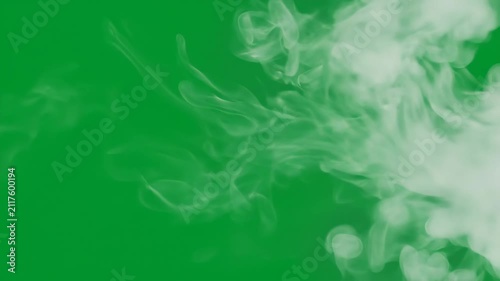 Green Screen White Smoke Isolated on a Clean Chroma Key Matte Background