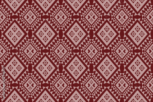 This image shows a traditional Thai fabric with an intricate geometric pattern. 