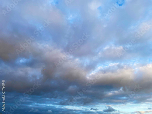 The modern city of Almere in a bright blue cloudy sky, at sunset  Almere, Flevoland, the Netherlands, July, 2026