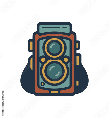 Retro camera illustration with vintage style and warm tones