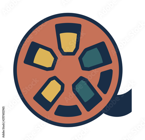 Retro film reel icon with abstract segments