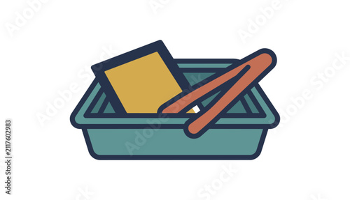Shopping basket icon with items inside flat design