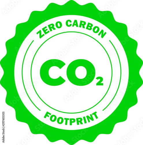 Zero carbon footprint green badge vector illustration for eco-friendly and sustainability concepts