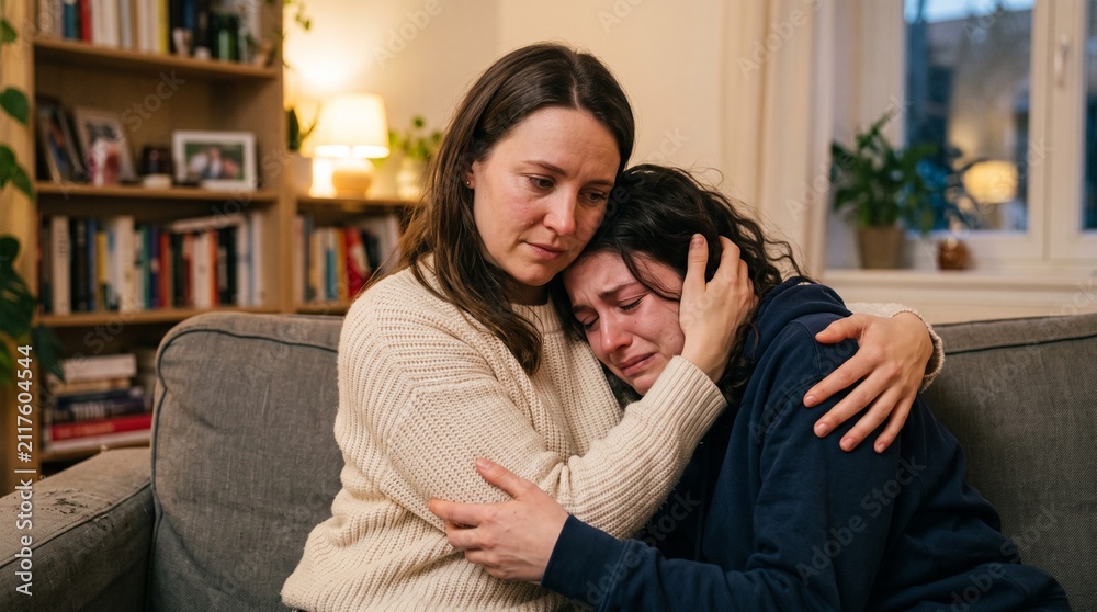 Fototapeta premium Friend comforting someone during emotional moment
