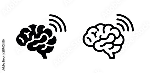 Quadro su tela Brain signal waves and telepathy icon