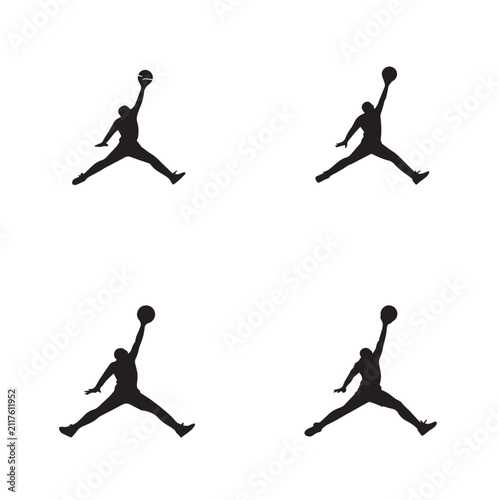 Basketball Player Jump Shot Silhouette Icons Set – Sports Action Collection