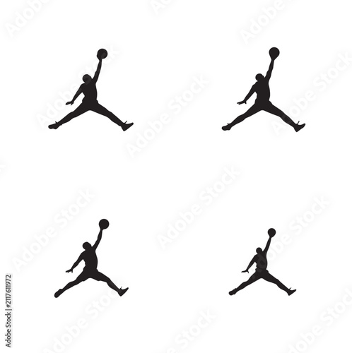 Basketball Player Jump Shot Silhouette Icons Set – Sports Action Collection