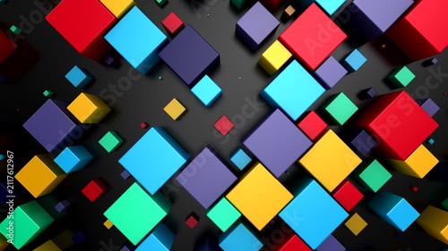 Background of Cubes. Abstract motion, loop, 3d rendering, 4k resolution
