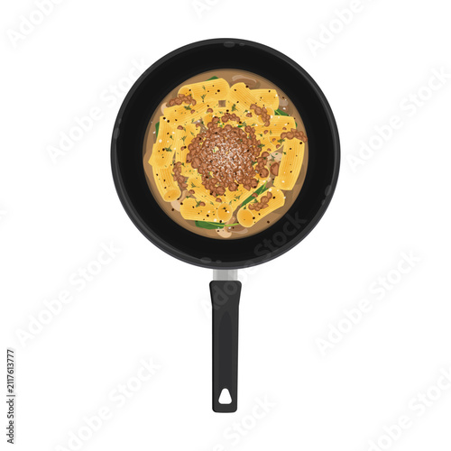 Vector Illustration Logo Clipart Cooking Rigatoni with Beef