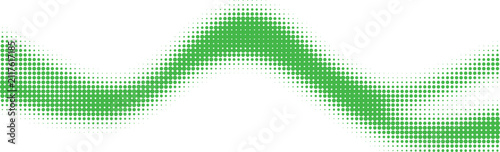 Green halftone wave pattern made of small square dots isolated on transparent background, Vector