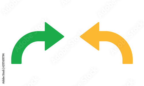 Green right arrow icon with yellow left arrow curved background