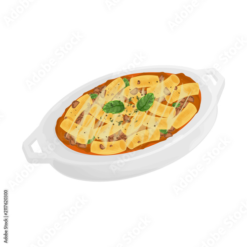 Vector Illustration Logo Clipart Baked Rigatoni