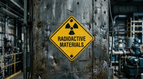 Warning Sign for Radioactive Materials in Industrial Setting.