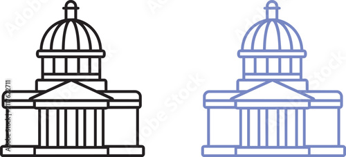 Classic capitol building dome illustration with outline

