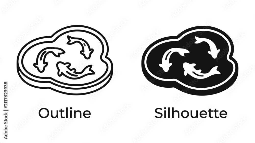 Obraz premium Recycling Symbol Icons: This set includes two icons representing the recycling process: an outline and a silhouette, both featuring three arrows in a circular motion.