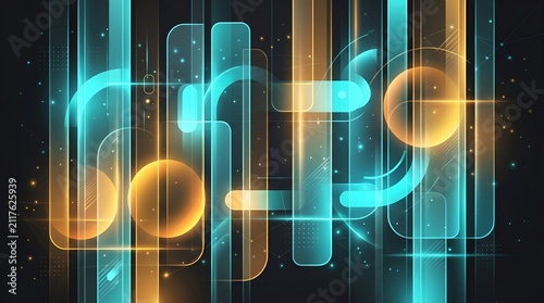 Futuristic digital data visualization with glowing light effects. Modern technology concept for data analysis and digital innovation.