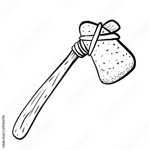Handdrawn Illustration of a Stone Age Axe