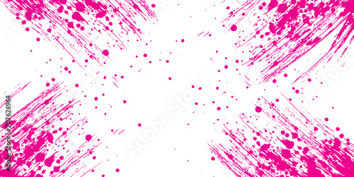 Abstract pink grunge ink splash and brush stroke background. Hand drawn splatter vector illustration isolated on white background for modern poster, banner, texture, and artistic design projects.