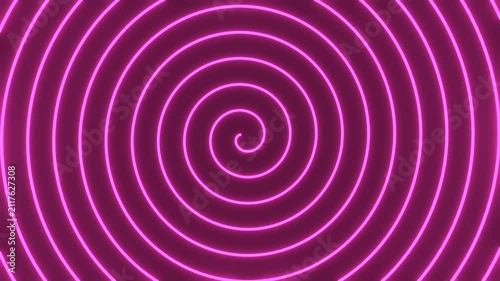 vibrant magenta neon spiral graphic with hypnotic concentric circles, futuristic tech background, mesmerizing optical illusion pattern, glowing digital art