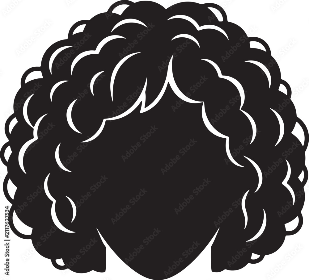 Fototapeta premium Woman african curly hair wig cartoon vector avatar icon for social media.