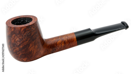 Canvastavla Brown briar wood smoking pipe with black mouthpiece, isolated on transparent bac