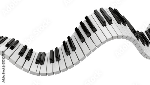 Konstfotografi Wavy piano keyboard with black and white keys, isolated on transparent backgroun