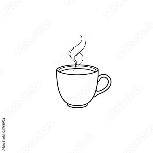 Minimalist Steaming Coffee Cup Line Drawing Icon