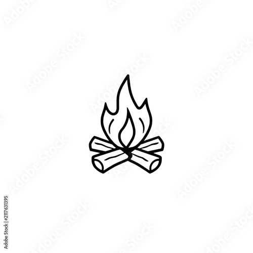Simple Hand Drawn Campfire Icon On White Background