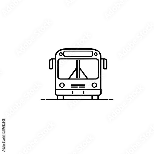 Front View Public Transportation Bus Line Art Icon