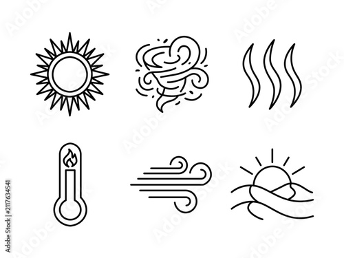 Minimalist Weather and Climate Change Line Icon Set