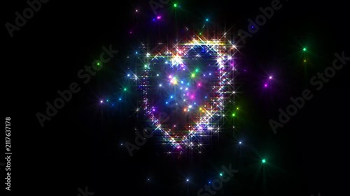 Sparkling Colorful Heart Made of Glowing Lights and Glitter Particles Isolated on Black Background for Valentine's Day and Romantic Events Loop