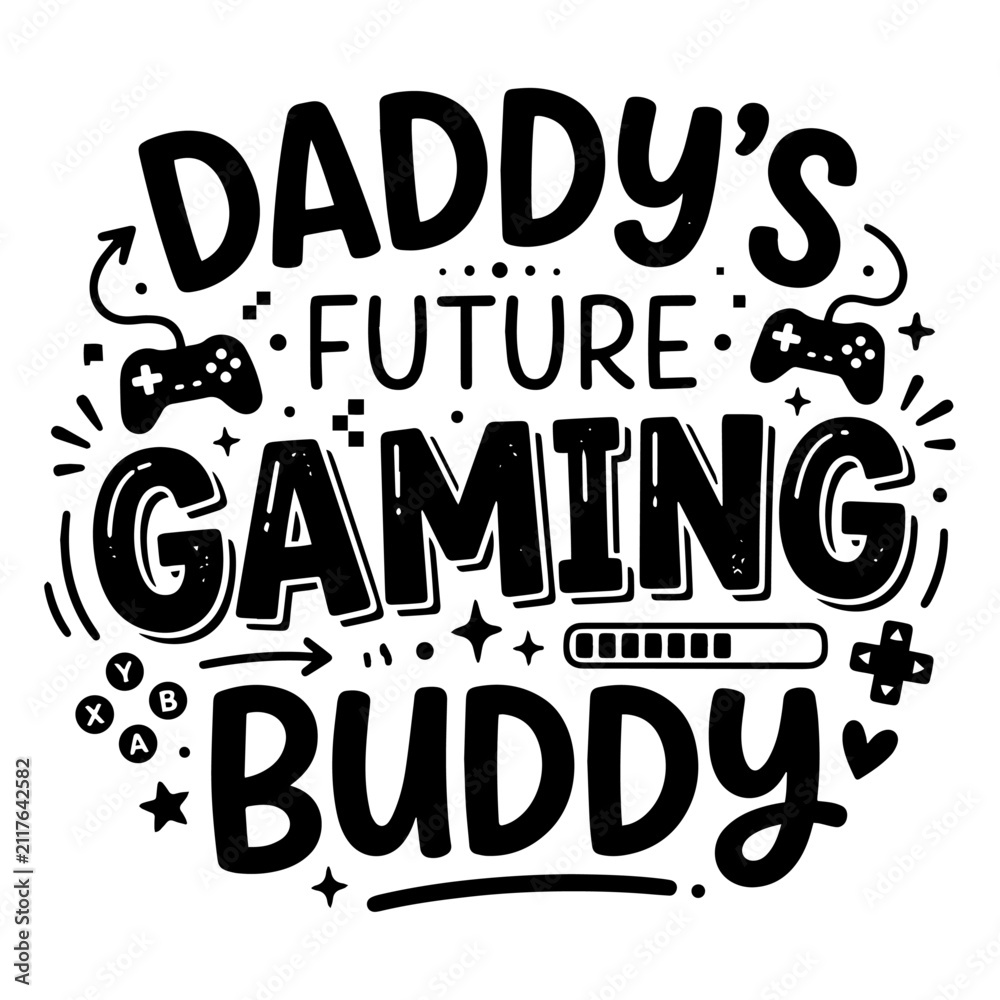 Fototapeta premium Father and child gaming together on retro arcade t-shirt design. Vintage gaming typography for family bonding apparel.