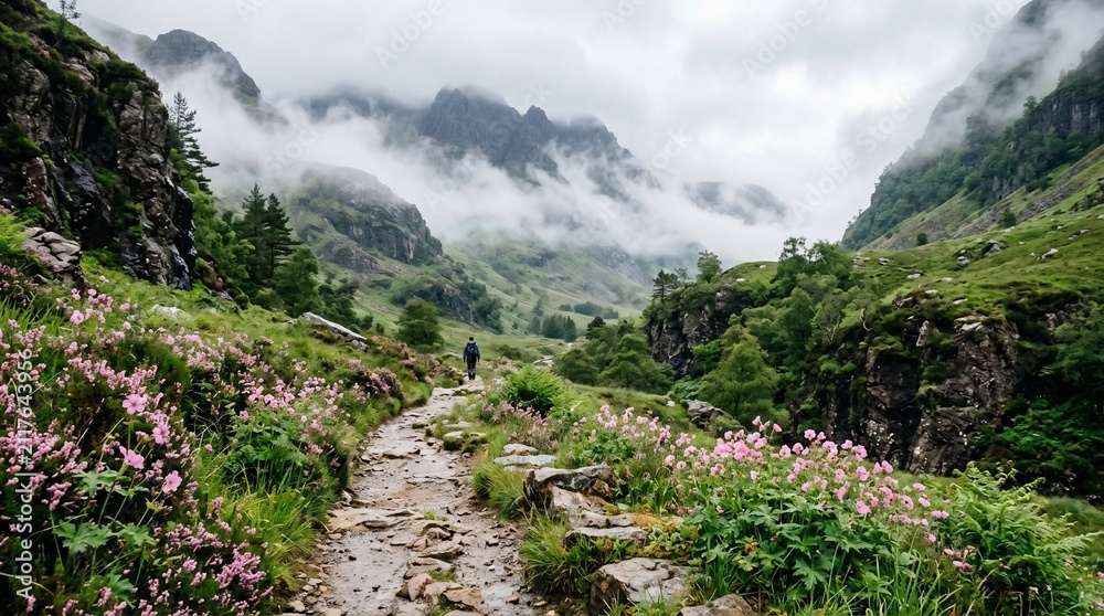 Obraz premium Hiker mountain trail
