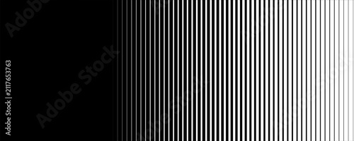 Lined halftone gradation texture. Fading vertical stripe gradient background. Repeating pattern backdrop. Black halftone parallel lines backdrop for overlay, print, cover, graphic design. Vector