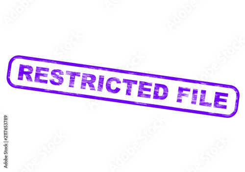 A purple rectangular stamp reads restricted file isolated on a transparent background