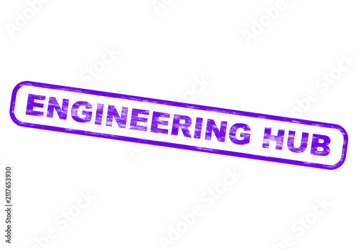 Purple engineering hub stamp text label isolated on a transparent background