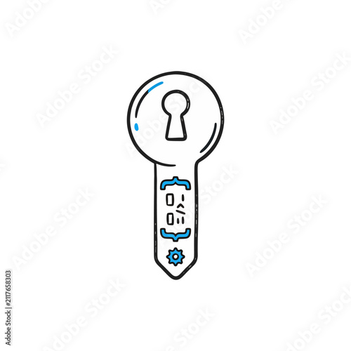 Принти на полотні Creative modern programming key icon with source code snippet and gear to unlock