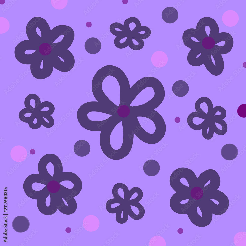 Obraz premium Purple Flower Pattern Background Vector Illustration