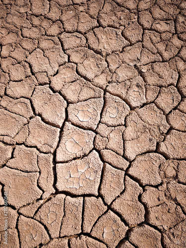 Top view closeup of dry cracked earth background symbolizing drought and global warming