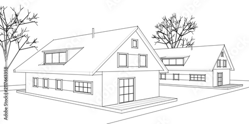 house architectural sketch 3d rendering	
