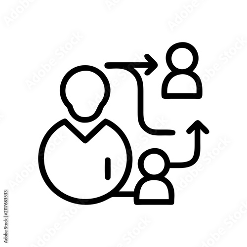 User management and task delegation process with person silhouettes.
