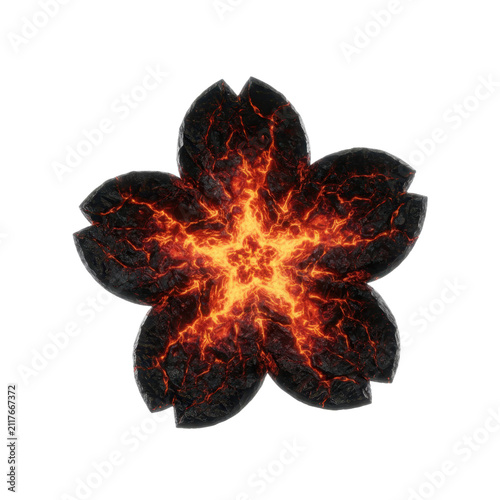 Fiery Cherry Blossom Flower Made of Molten Lava
