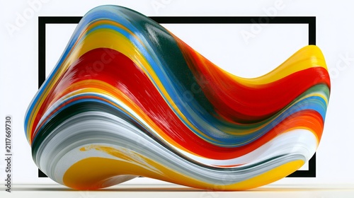 Abstract colorful 3D digital artwork isolated on a white background. 
